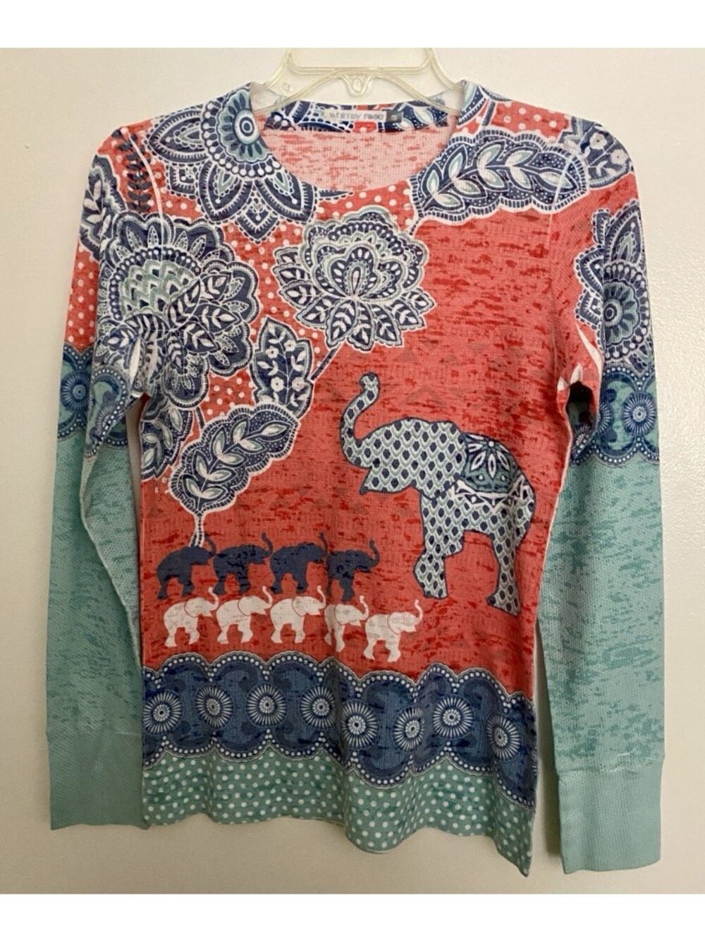 Sundance WHIMSY ROSE Baby Waffle Elephant Print Shirt Women’s Small